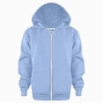 thumbnail image 2 of TOWED22 Girls Hoodie Sweatshirt Full Zip Up Casual Solid Long Sleeve Jacket Kids Lightweight Outwear with Pockets,Sky Blue,3-4 Y, 2 of 4