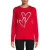 Time and Tru Women's Long Sleeve Hearts Sweater