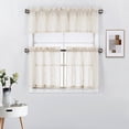 thumbnail image 2 of 3 Piece Rod Pocket Linen Semi Sheer Kitchen Window Curtain Tiers and Valance Set, 2 of 6