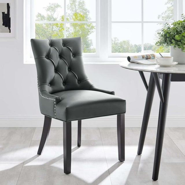Modway Regent Tufted Vegan Leather Dining Chair, Gray