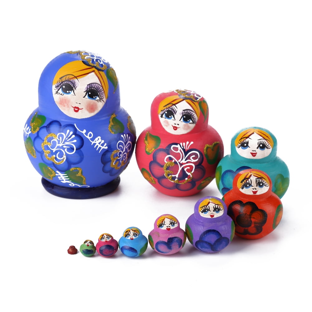 Hand Painted 5/6/7/10PCS Russian Dolls Matryoshka Nesting Wooden Toys Home Decor 