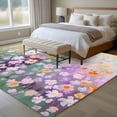 thumbnail image 4 of 8'x10' Area Rugs, Teal Spring Floral Indoor Outdoor Area Rug for Living Room Bedroom, Modern Oil Painted Daisy Botanical Washable Bathroom Rugs Kitchen Floor Carpet Mats Home Decor Aesthetic, 4 of 8