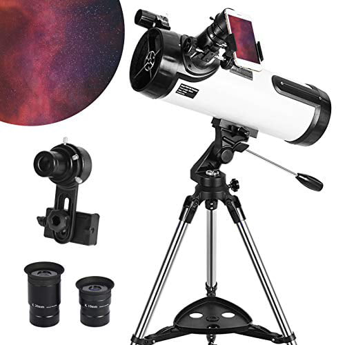 Telescope 114AZ Professional Reflector Telescope Fully-Coated Glass Optics Telescope for Beginners Comes with Cellphone Adapter 1.5X Barlow Lens in it & 1.25 Inch 13% T Moon Filter 
