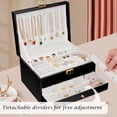 thumbnail image 6 of Jewelry Organizer Box, 3 Layers with 2 Drawers Women Jewelry Box, Large Jewelry Organizers Jewelry Boxes Display Earring Necklace Watch Bracelet and Rings (Black), 6 of 7