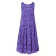 thumbnail image 5 of qILAKOG Women's Summer Dresses Plus Size Casual Sleeveless Crewneck Swing Sundress Fit & Flare Flowy Tiered Maxi Dress Ethnic Style Printed Loose Ankle-Length Dress with Pockets Purple Size XXXL, 5 of 6