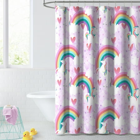 Dream Factory Unicorn Rainbow 72 x72 Bath Shower Curtain Polyester