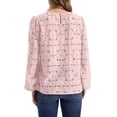 thumbnail image 6 of WIHOLL Long Sleeve Blouses for Women Flower Lace Crochet Shirts Business Casual Fall Eyelet Tops, 6 of 11