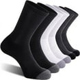 thumbnail image 3 of TOYAN Men's socks large size cotton socks men's sports mid-calf socks students black and white long socks autumn and winter-5Packs, 3 of 5
