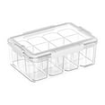 thumbnail image 1 of Caja de almacenamiento para tarjetas coleccionables, transparente, con tapa a prueba de polvo y divisores, estuche portátil y resistente para guardar, 1 of 8