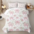 thumbnail image 2 of Erosebridal Pink Bow Ribbon Bed Spread Queen for Girls, Retro Flower Floral Queen Coverlet Set, 3 Pieces, 2 of 7