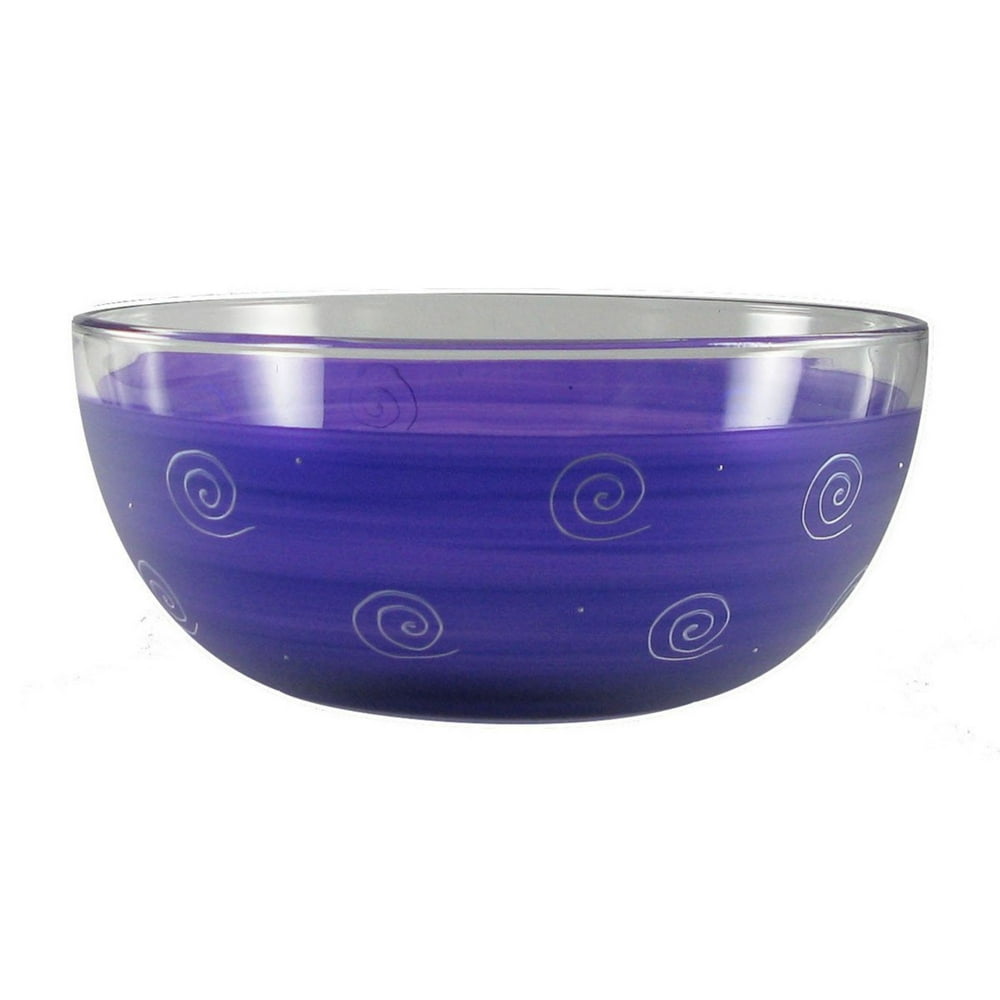 Purple and White Swirls Hand Painted Glass Serving Bowl 11" Walmart