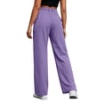 thumbnail image 6 of ZHYou No Boundarie Cargo Pants for Women High Waist Button Wide Leg Loose Fit Straight Casual Work Trousers with Multiple Pockets,Purple,Size M, 6 of 7