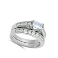 thumbnail image 4 of White Cubic Zirconia Rectangle Wedding Ring Set .925 Sterling Silver Band Jewelry Female Male Size 6, 4 of 4