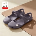 thumbnail image 4 of pwidon Women's Mary Jane Clogs Closed Toe Slip On EVA Waterproof Floral Decor Beach Pool Walking Sandals Purple 6, 4 of 4