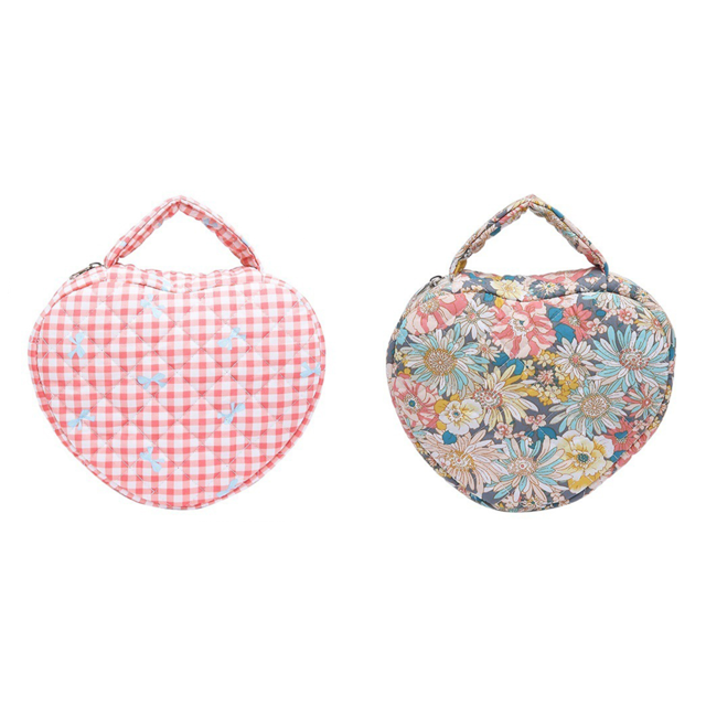 Maquillaje Acolchada Floral para Mujer Acolchada Algodón Portátil para Mujer (rojo)