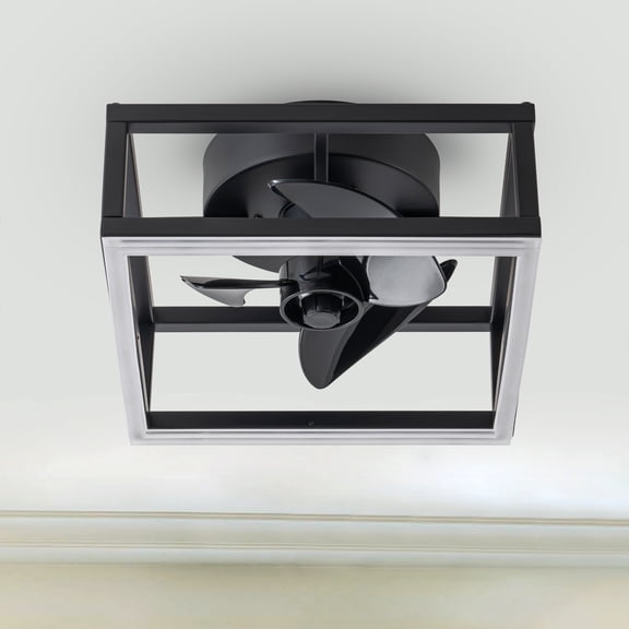 C Cattleya 11.75 in. LED Indoor Black Ceiling Fan with Dimmable Color Changing Lighting Low Profile Flush Mount Ceiling Fan with Remote and APP Smart Control