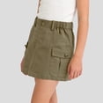 thumbnail image 5 of FRSASU Girls Cargo Skirt Low Waist Button Bodycon Mini Parachute Shorts Skirt Summer Kids Casual Daily Skirts with Pockets Army Green, 5 of 6