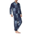 thumbnail image 3 of Bingfone Men'S Pajama Set 2 Piece Loungewear Pjs, Long Sleeve With Pajama Pants-Blue Gingham Buffalo Check, 3 of 9