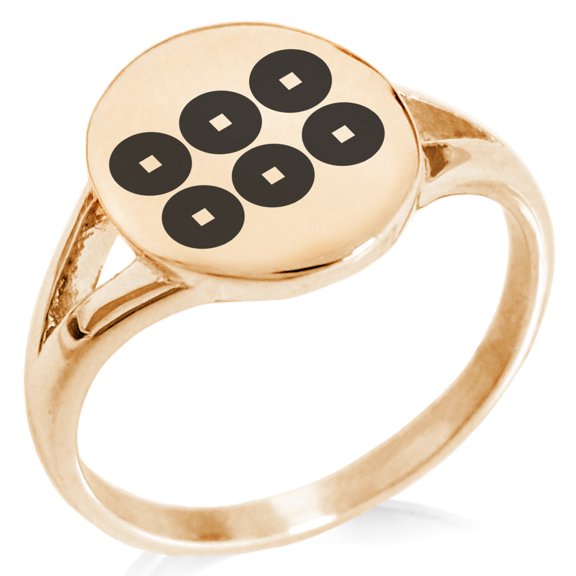 Stainless Steel Sanada Samurai Crest Minimalist Oval Top Polished Statement Signet Ring