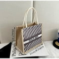 thumbnail image 6 of Tourism Shopping 2024 Shoulder Bag High-capacity Portable Linen Student Bag Cosmetic Bag Linen Tote Bag Versatile Handbag Shopping Bag Lunch Bag D, 6 of 8