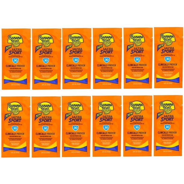 12 Packs Banana Boat Sport Sunscreen, SPF 30 Protection Lotion Travel