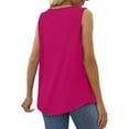 thumbnail image 3 of BYHONG Women's Loose Pleated Square Neck Tank Top Summer Sleeveless Vest Blouse, Plus Size Casual Top for Women Hot Pink XL, 3 of 6