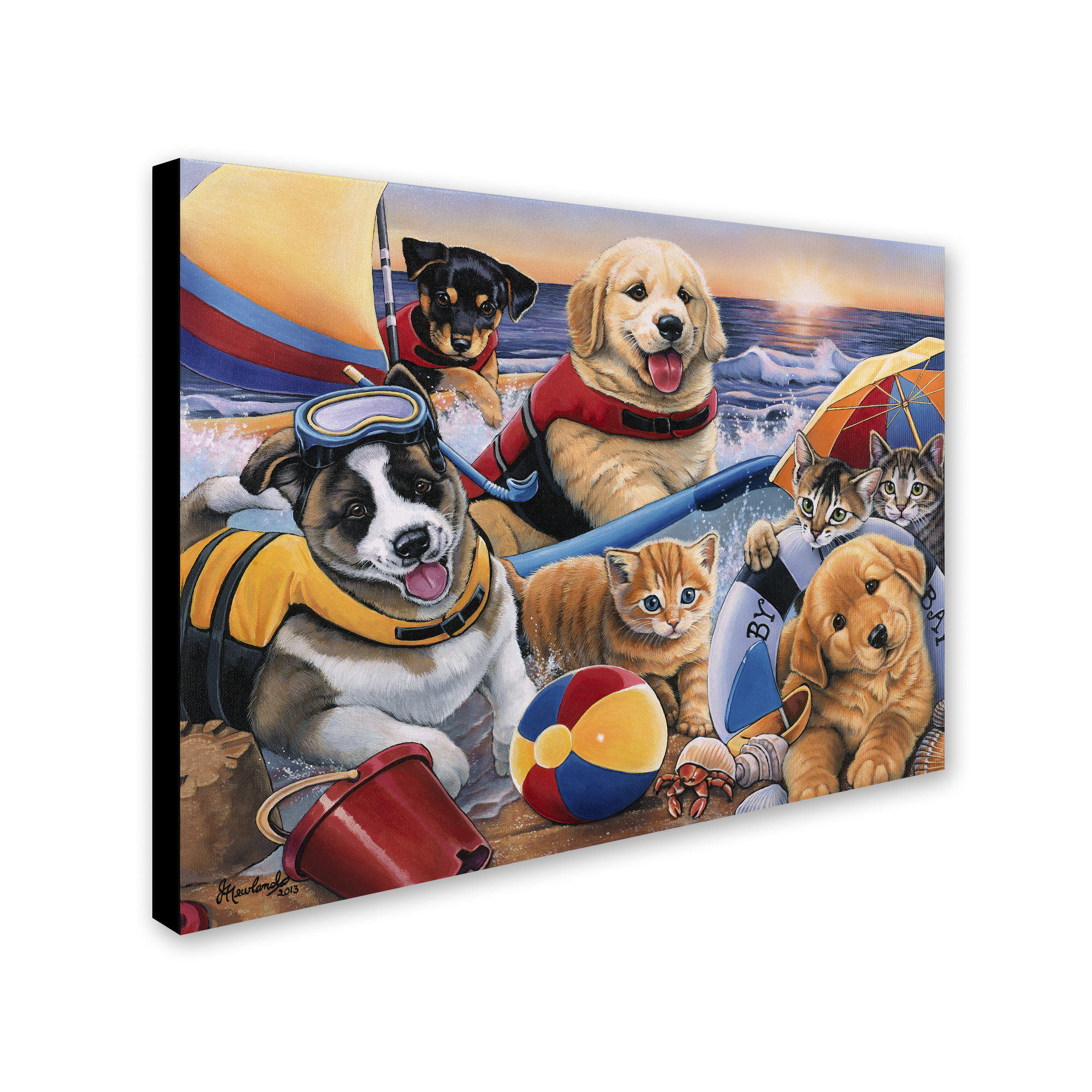 Trademark Fine Art Jenny Newland Beach Buddies Canvas Wall Art - 18x24