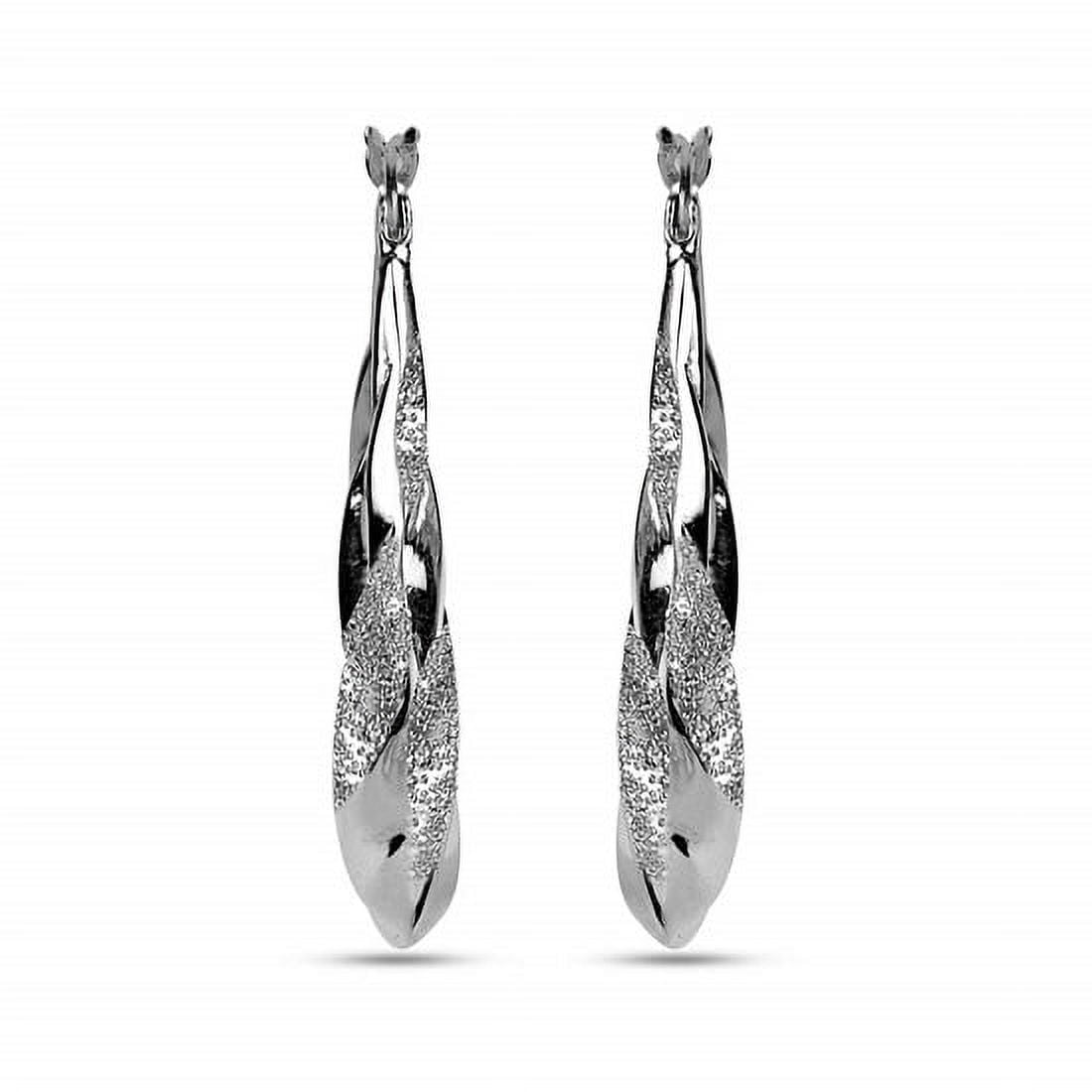 LeCalla 925 Sterling Silver Hypoallergenic Shrimp Classic Diamond-Cut Click Top Oval Hoop Earrings for Women and Teen 38MM