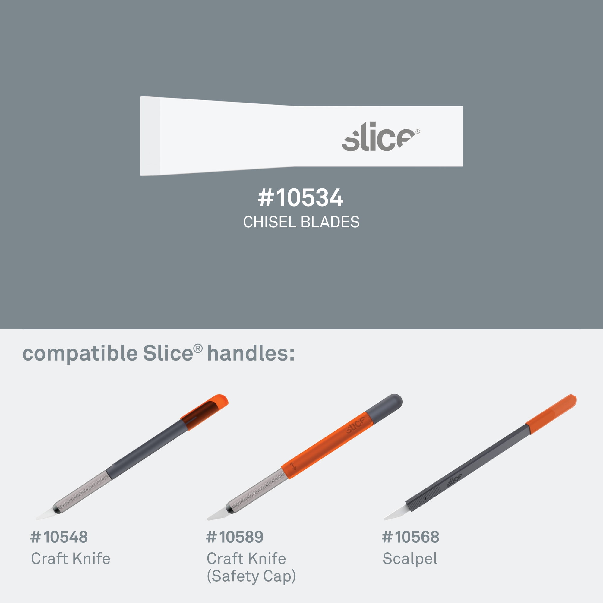 Slice 10534 Replacement Chisel Blades - Finger-Friendly, Micro Ceramic Safety Blade | Never Rusts - Pack of 4