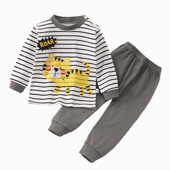 Xyant Toddler Boy Pajamas Long Sleeve Cotton Pjs Sets 2 Piece Sleepwear (Grey,18-24 Months)