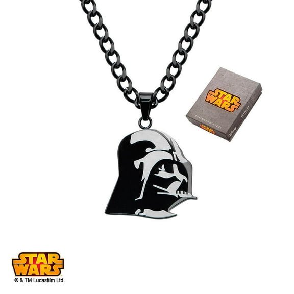 Disney Stainless Steel Etched Darth Vader Pendant, 24