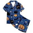 thumbnail image 4 of Shadoumai Silk Halloween Pajamas for Set Button Front Pumpkin Print Short Sleeved Button Top Soft Homewear Set Colouring Pajama Sets 2 Piece Pjs for Gifts, 4 of 4