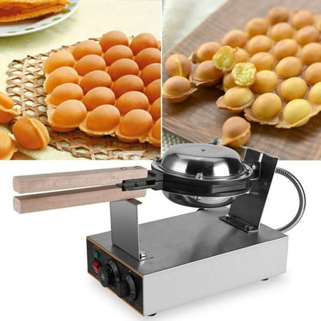 

Egg Cake Machine Stainless Steel Electric Egg Cake Oven Puff Bread Maker Non-stick Waffle Bake Machine with Solid Wood Handle Small Electric Bubble Egg Cake Oven Breakfast Waffle Maker