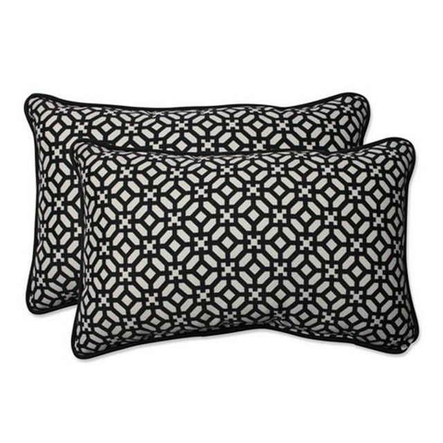 Pillow Perfect 593890 Indoor-Outdoor In The Frame Ebony Rectangular Throw Pillow, Black - Set of 2