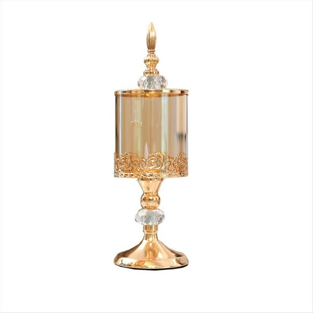 Tarro de Almacenamiento de Cristal Europeo con Tapa Tarro de Caramelo Rosa Almacenamiento Chapado en Adornos Decorativos Arte Decoración del Hogar,L