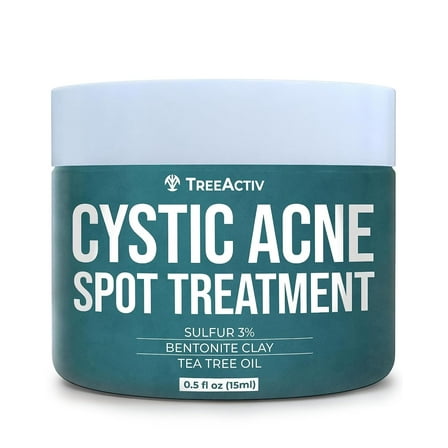 TreeActiv Cystic Acne Spot Cream with Sulfur & Tea Tree Oil, Helps Reduce Pimples & Blemishes