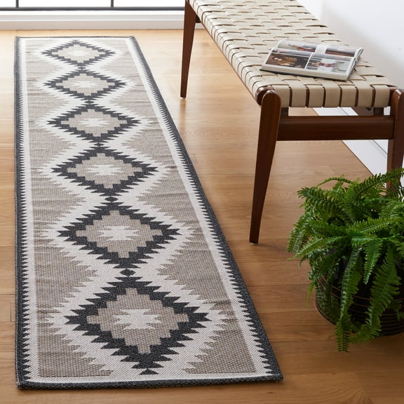 SAFAVIEH Augustine Iacopo Geometric Runner Rug, Beige/Black, 2' x 7'