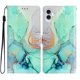 thumbnail image 1 of m9i For iPhone 16 Case Card Slots Wallet Pattern Print PU Leather x4k Phone Cover - Green Marble, 1 of 5