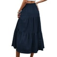 thumbnail image 6 of Levmjia Womens Long Skirt Casual Solid Color Elegant A-Line Flowy Midi Skirt High Waist With Pockets Soft Stretch For Spring Summer, 6 of 7