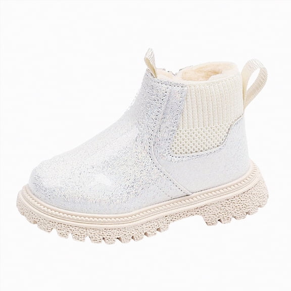 MYShe Kids Boots Toddler Girls Cute Butterfly Bow leather Boot (Toddler/Small Kid) Winter Boots for Girls Beige,11