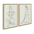 thumbnail image 2 of Sylvie Thinking of You Line Art and Sitting Beauty 18 in x 24 in Framed Painting Canvas Art Prints, by Kate and Laurel Set of 2, 2 of 6
