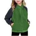 thumbnail image 3 of Fall/Winter Saving! HVOBTTY Toddlers Short Sweatshirt, Kids Fall and Winter Coats, Kids' Casual Long Sleeve Raglan Color Block Fleece Warm Lined Thick Sweatshirt Jacket Green, 8-9 Years, 3 of 5