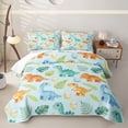 thumbnail image 2 of Homewish Watercolor Dinosaur Quilt King for Kids Boys Girls, Colorful Dino King Coverlet Set, 3pcs, 1 Comforter and 2 Pillowcases, 2 of 7