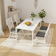 thumbnail image 4 of Costway Set of 4 Dining Chairs with Solid Wood Legs & Padded Seat Kitchen Side Chair White & Grey, 4 of 8
