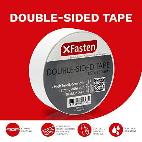 XFasten Double Sided Tape Removable Single Roll 1.5-Inch by 15-Yards 