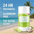 thumbnail image 2 of Breathe Naturals Deodorant - 24 Hour Freshness - Aluminum Free & Vegan - For Sensitive Skin, Men, Women & Kids - 2.6 oz Stick - Made in the USA - (Island Lime Crush), 2 of 9