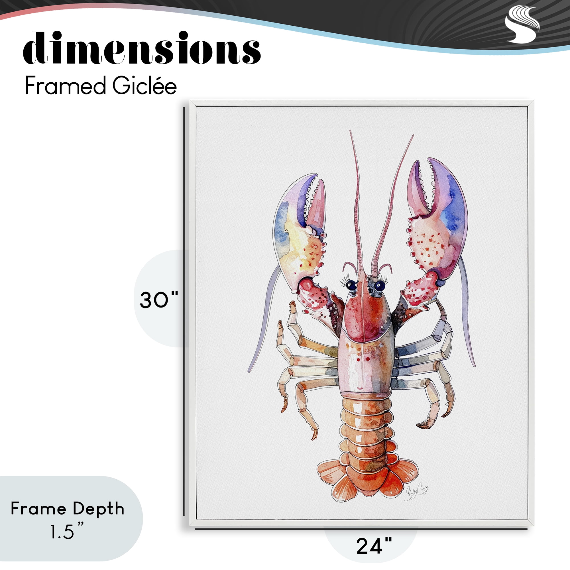 Stupell Industries Coral Claw Lobster White Framed Giclee Art, design by Shelly Craig