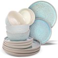 thumbnail image 3 of MAGMALIFE Vajilla Moonlight, Set De 12 Piezas De Gres Resistente A Rayaduras, Con Platos Grandes, Pequeños Y Tazones. Elegante, Duradera, Para 4 Personas, Apta Lavavajillas Y Microondas (Beige), 3 of 9