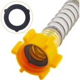 thumbnail image 3 of HUGFEGWE 3 Pcs Garden Hose Extension Adapter Hose Kink Protector with Coil Spring, Solid Brass Faucet Hoses Coupling Adapter Extension with Comfortable Rubberized Grip (Yellow Cap) CJB91-55545, 3 of 7