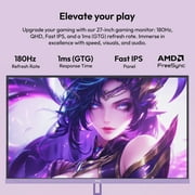 Pixio PX278 Wave Purple 27 inch 180Hz Refresh Rate QHD 1440p Resolution Fast IPS Panel 1ms GTG Response Time Purple Gaming Monitor with Adaptive Sync